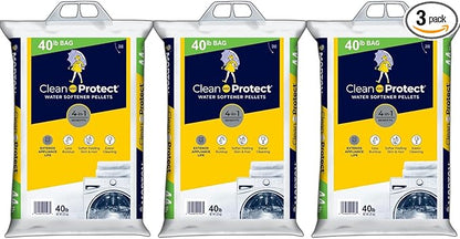 (3 Pack) - 40lb bags, Clean and Protect Water Softener Salt. Extends appliance Life; Reduces Hard Water Build Up