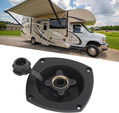 RV City Water Inlet, Wall Mounted RV City Water Inlet Filler Connection Pressure Regulator, City Water Hookup for Marine Motorhome Trailer Boat (Black)