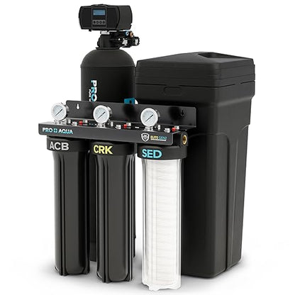 PRO+AQUA PRO-E-S25E Elite Whole House Well Water Filtration System with 25,000 Grain Water Softener Combo