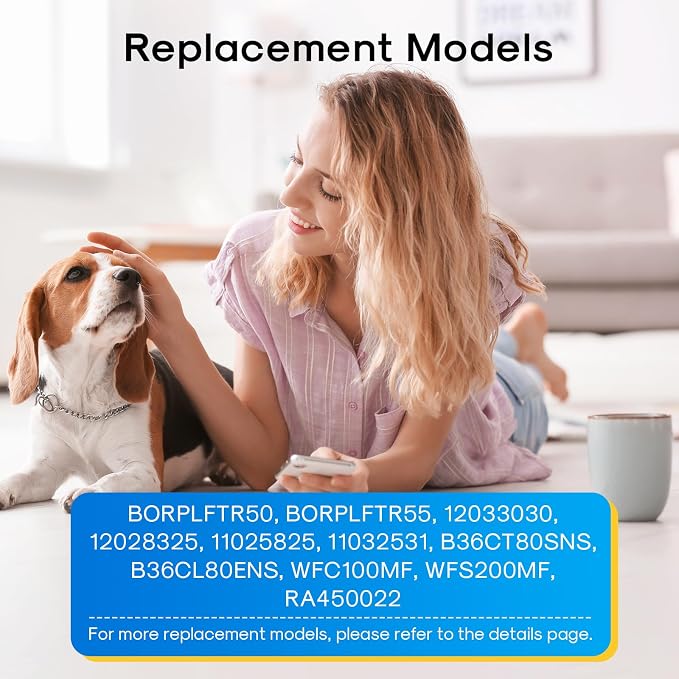 EXCELPURE BORPLFTR50 Refrigerator Water Filter Replacement for Bosch Ultra Clarity Pro 11032531, 12033030, 11025825, BORPLFTR55, B36CT80SNS, B36CL80ENS, WFC100MF, WFS200MF, RA450022, 2PACK