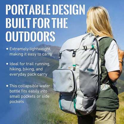 500ML Collapsible Water Bottle with Filter for Hiking, Camping & Travel - TPU Soft Flask, 0.1 Micrometer Hollow Fiber Membrane for Clearer, Better Tasting Outdoor Water(Hunter Green)