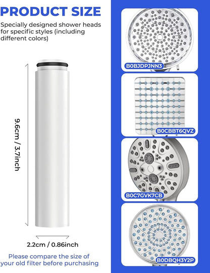 4 Pack Shower Head Filter Replacement Compatible with Cobbe Handheld Shower Head, Filter Cartridge for Water Softening, Removes Chlorine, Fluoride and Heavy metals to Improve Skin & Hair