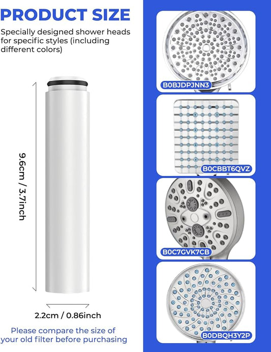 4 Pack Shower Head Filter Replacement Compatible with Cobbe Handheld Shower Head, Filter Cartridge for Water Softening, Removes Chlorine, Fluoride and Heavy metals to Improve Skin & Hair