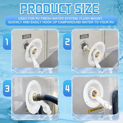 FANOVO RV City Water Inlet with Check Valve,RV Water Inlet Replacement 3/4 NH Female to 1/2 NPT Male RV Water Fill Inlet,City Water Connection for RV Marine Camper Motorhome Trailer