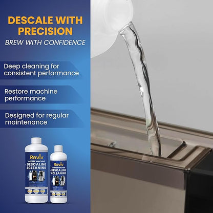 REVIV Coffee Maker Descaling Solution (4 Uses) 16.9 fl oz – Universal Coffee Descaler for Keurig, Nespresso, Breville & Delonghi Machines – Descaler for Multi-Cup & Single Serve Brewers