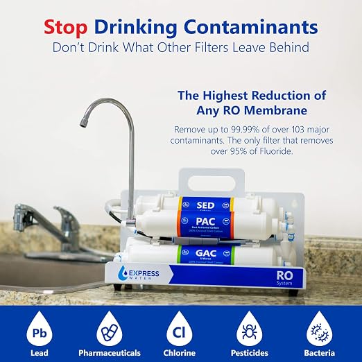 Express Water EZRO5 Countertop Reverse Osmosis Water Filtration System, Simple Set Up Faucet Filter, White