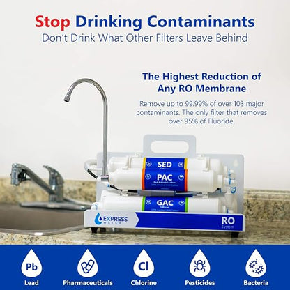 Express Water EZRO5 Countertop Reverse Osmosis Water Filtration System, Simple Set Up Faucet Filter, White