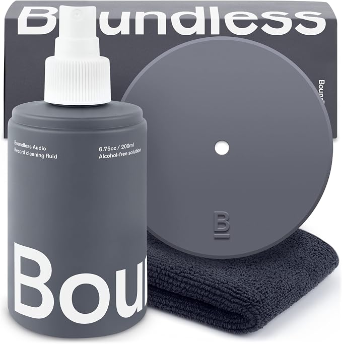 Boundless Audio Record Cleaning Solution - 6.75oz Vinyl Cleaner Fluid, Vinyl Cleaner Cloth & Record Label Protector
