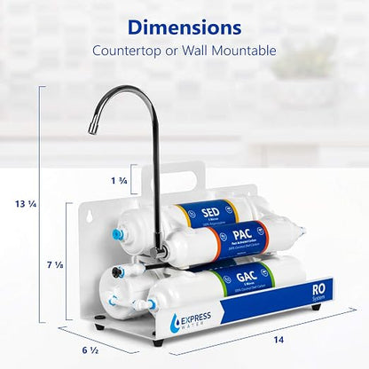 Express Water EZRO5 Countertop Reverse Osmosis Water Filtration System, Simple Set Up Faucet Filter, White