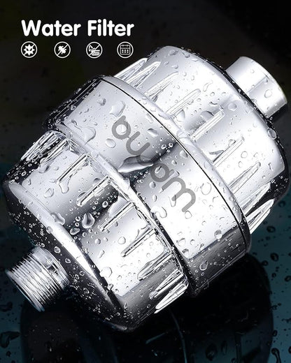 15 Stage Shower Filter - Shower Head Filter - bwdm Hard Water Filter, Remove Chlorine Heavy Metals and other Impurities, Vitamin C Water Softener Reduces Dry Itchy Skin, Dandruff (Chrome)