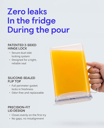 LocknLock Aqua Fridge Door Water Jug | Clear Pitcher | BPA Free Plastic Pitcher with Lid | 2 Quart Pitcher with Lid for Water, Juice, Tea & More Beverages, Orange