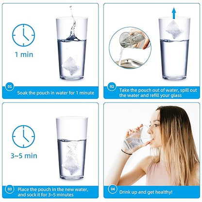 Filterelated Alkaline Water Filter Pouch 30g, Raise pH to 9+, BPA-Free SGS Tested, Portable Water Filter for Home, Camping, Travel, Office, Long-Lasting 105 litres / 28 Gallons(3-Pack)