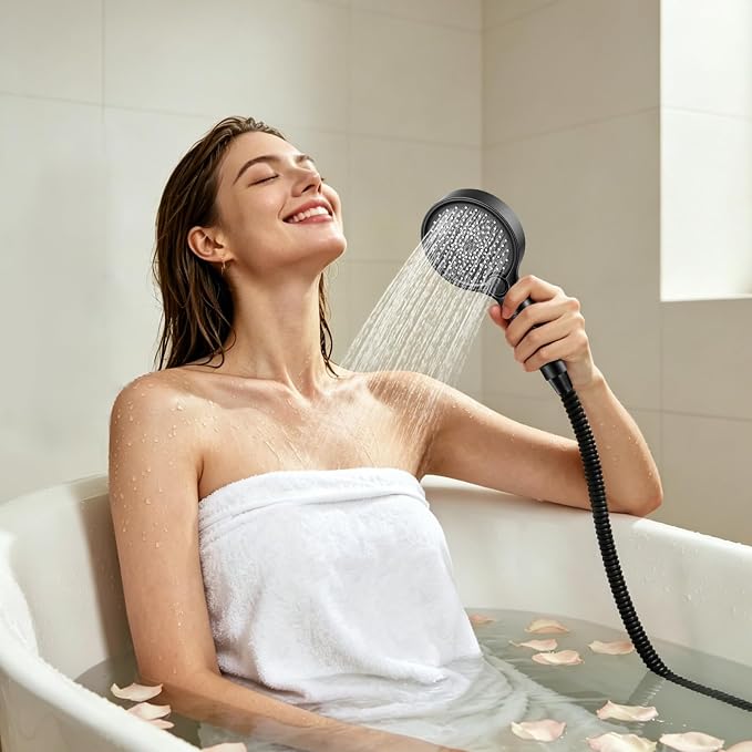 Filtered Shower Head with Handheld, 3 Modes Shower Head for home (Black) | Filtered Shower Head with Handheld, 3 Mode Water Softener High Pressure Shower Head with Filter for Bathroom Hotel Apartment