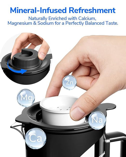 Mate 3 Reverse Osmosis Water Filter Countertop, 3:1 Pure to Drain, 44oz Smart Autofill Pitcher, No Installation Water Purifier, 8 Stage RO Water Filtration, with Remineralization, Black