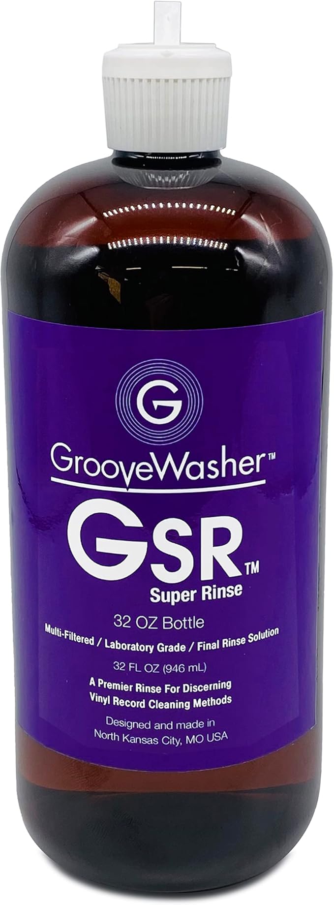 GrooveWasher Two-Step Record Cleaning Bundle – G3 Deep Cleaning Vinyl Record Fluid (8oz) + GSR Super Rinse (32oz) + Lg. Absorbent Microfiber Sponge, Complete 2-Step Kit for Tough to Clean LPs