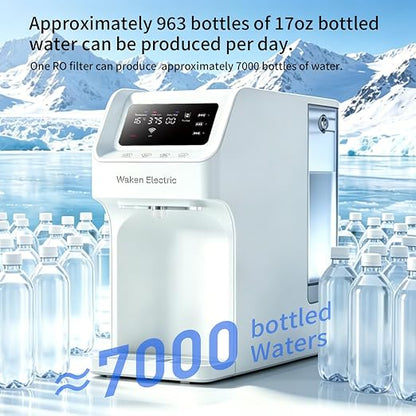 Waken Electric UV Countertop RO Water Filter, NSF/ANSI 58&61 Certified, 8 Stage Filter, TDS Monitor, 4:1 Drain, No Install, PFAS Free (Glacier White)