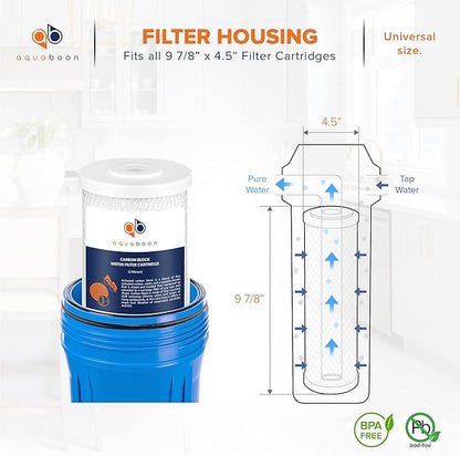 Aquaboon 5 Micron 10 x 4.5 Whole House Water Filters Cartridges Replacement Set of Carbon & Sediment Filters Compatible with FXHTC, DGD-5005, 2 Pack
