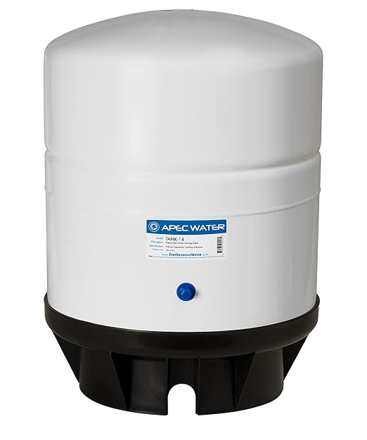 TANK-14 14 Gallon Pre-pressurized Reverse Osmosis Water Storage Tank & APEC Tank Ball Valve with 3/4 inch NPTF and 3/8” Output (TBVAL34-38 for Upgraded System)