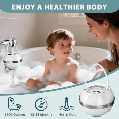 Bath Filter for Tub - Bathtub Water Filter for Softer Skin & Hair, 8 Stages Hotel Grade Filtration Bath Water Filter,2,500 Gal of Filtration, BPA Free, Easy to Install（White）