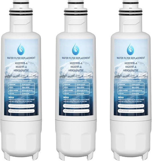 HX2019F-A HX2019FR-A Water Filter Replacement, Compatible With Hisense HRM260N6TSE, HRFD560SW, HRCD585BW, HRFD634BW, HRCD650BW, HRCD586TBWB and Mora MRM260N6TSE 3 Pack