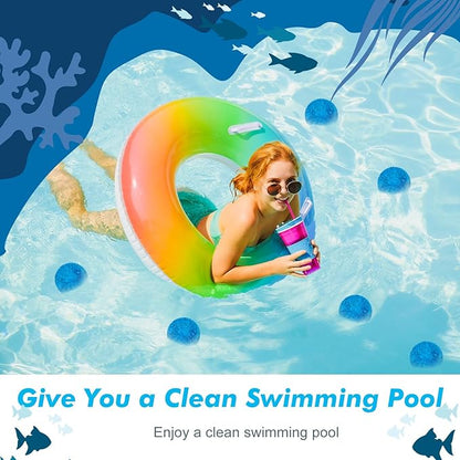 Zubebe 4.6 lbs Pool Filter Media Balls Fiber Filter Media for Swimming Pool Sand Filters and Bath Center Bathtubs Spas Aquarium Grime Cleaning Scum (Blue)