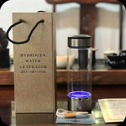 Portable Hydrogen Water Bottle Generator - PEM Technology Ionizer, USB Rechargeable Glass Cup, Anti-Aging Antioxidant Hydrogen-Rich Water Maker, Upgraded Design