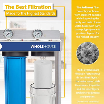 Express Water – 10 Pack Sediment Replacement Filter – Whole House Replacement Water Filter – SED High Capacity Water Filter – 5 Micron Water Filter – 4.5” x 20” inch