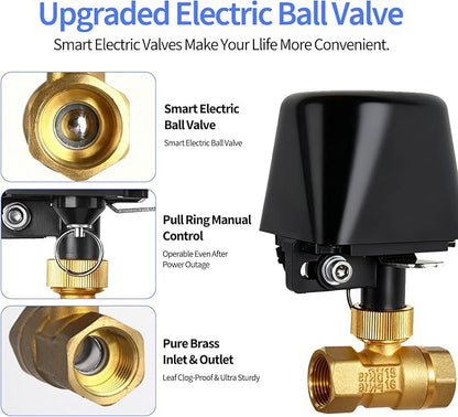 Owfeel WiFi Smart Water Valve, APP Remote Control, DN15 Ball Brass Water Valve, Compatible With Alexa, Google and Application Program iOS/Android, Only Supports 2.4 GHz WiFi (1/2")