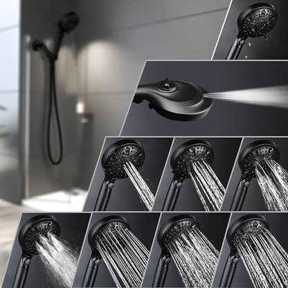 INAVAMZ Filtered Shower Head with Handheld, 9 Spray Modes 2.5GPM High Pressure Showerhead with ON OFF Pause Switch, 15 Stage Water Softener Filter for Hard Water Remove Chlorine and Harmful Substances