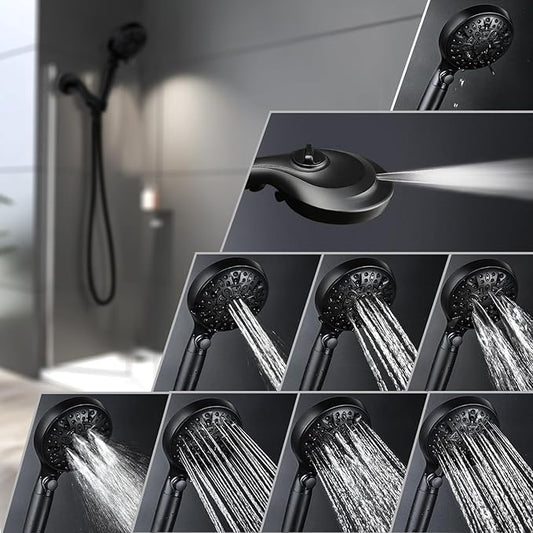 INAVAMZ Filtered Shower Head with Handheld, 9 Spray Modes 2.5GPM High Pressure Showerhead with ON OFF Pause Switch, 15 Stage Water Softener Filter for Hard Water Remove Chlorine and Harmful Substances