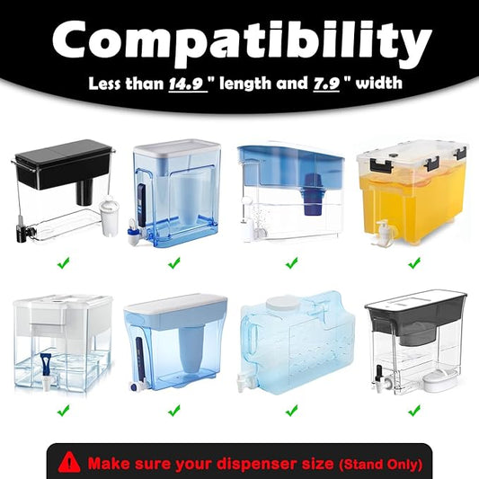 Countertop Water Dispenser Stand for Brita XL UltraMax, Heavy Duty Metal Filter Riser with Easy Assembly, Includes One-Handed Hands-Free Spigot Lever & Anti-Slip Strips, Fits ZeroWater, PUR, Black