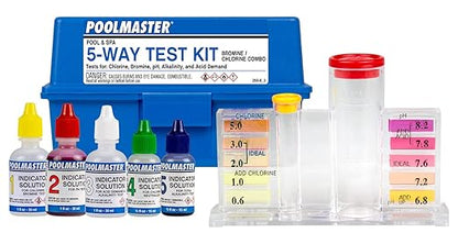 Poolmaster 22260 5-Way Swimming Pool or Spa Water Chemistry Test Kit with Case, Essential Collection