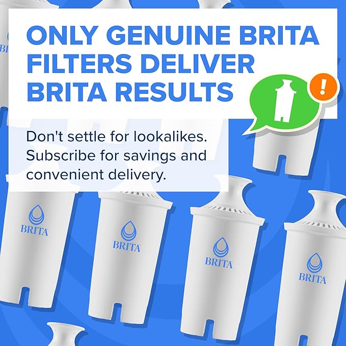 Brita Standard Water Filter for Pitchers and Dispensers, BPA-Free, Reduces Copper, Cadmium and Mercury Impurities, Lasts Two Months or 40 Gallons, Includes 8 Filters, White