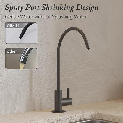 GIMILI Matte Black Drinking Water Faucet for Kitchen Sink, Kitchen Water Filter Faucet Stainless Steel for Reverse Osmosis or Water Filtration System Beverage Non-Air Gap RO Faucet