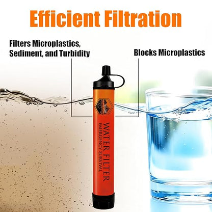 3-Pack Personal Water Filter Straw with Emergency Whistle | Portable Outdoor Survival Gear for Camping, Hiking, Backpacking, Hunting, Fishing, Travel & Home Car Emergency Evac Kits