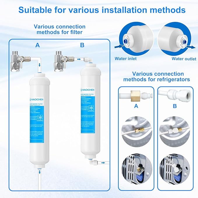 Under Sink Water Filter - Water Filter Kit and Feed Valve for Home Bar and Washbasin,Reduce Chlorine,Bad Taste&Odor,A Perfect Choice for Countertop Ice Maker,Coffee Maker and Skin Care