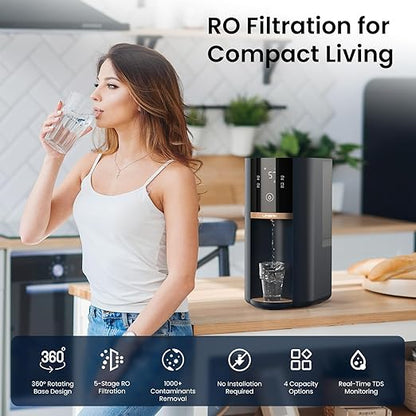 Leysern Reverse Osmosis Water Filter Countertop, No Installation Required, 5-Stage RO Filtration with UV and Remineralization, Water Purifier with TDS Monitor, 360° Swivel Base, NSF/ANSI 372 Certified