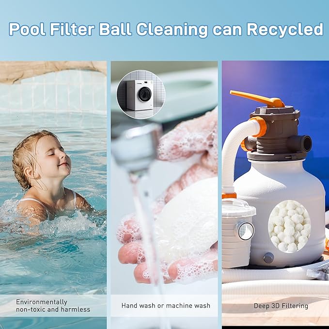 Redcoutt 3.1 Lbs Pool Filter Balls for Sand Filter, Reusable Eco-Friendly Filter Media for Sand Filter Pump, Replaces 100 Lbs Pool Filter Sand, Long-Lasting for Several Seasons