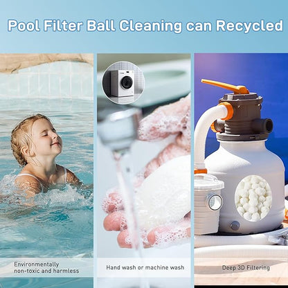 Redcoutt 3.1 Lbs Pool Filter Balls for Sand Filter, Reusable Eco-Friendly Filter Media for Sand Filter Pump, Replaces 100 Lbs Pool Filter Sand, Long-Lasting for Several Seasons