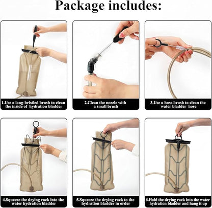 Patelai 8 in 1 Hydration Bladder Cleaning Kit Includes 3 Different Brushes and Drying Collapsible Bladder Frame, Water Reservoir Backpack Cleaning Kit