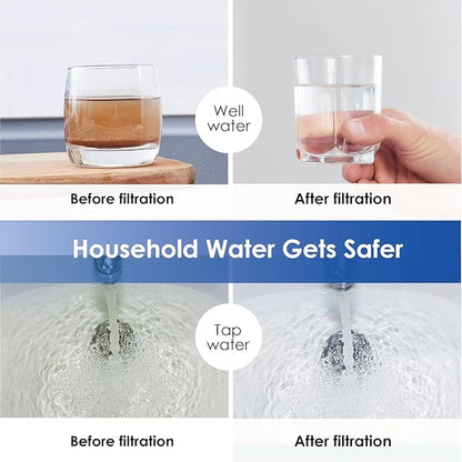 Waterdrop Whole House Water Filter, Iron Filter, Sediment Filter for Well Water, Reduce Manganese, Replacement for Ispring, GE®, Waterdrop, Any 10" x 4.5" Whole House Water Filters System, 5 Micron