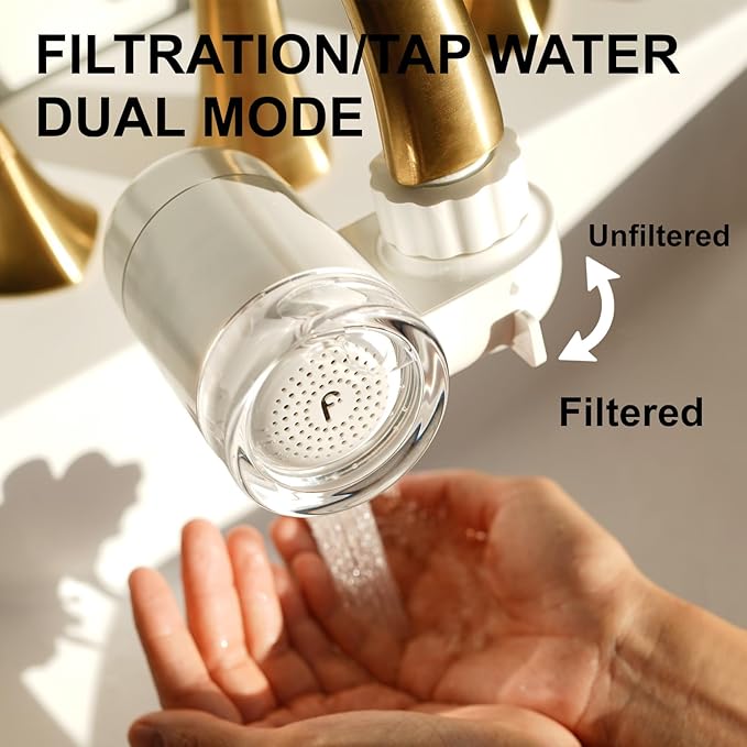 Filterbaby Skincare Filter 2.0, Bathroom Sink Filter Faucet for Skin Care, 99.9% Chlorine Removal - 0.000001 MM Carbon Fiber, Clinically Tested, Skin Hydration in 2 Weeks (White)