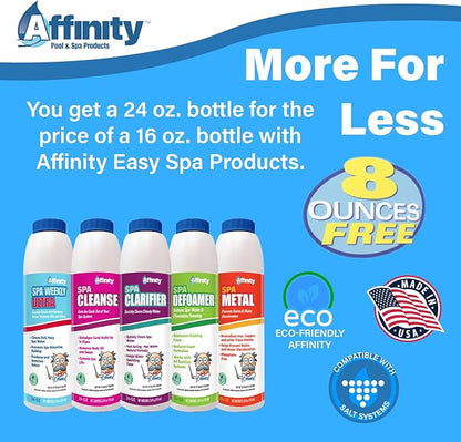 Affinity™ Spa Weekly Ultra | 2-in-1 Natural Chitosan Clarifier & Biodegradable Enzyme | Powerful Combo Treats Scale, Prevents Scum, & Destroys Organic Matter | Eliminates Smelly Odors | 24 oz.