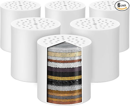 6 Pack 20 Stage Shower Filter Replacement by Cenipar Shower Cartridge Filter, Shower Head Filter Refill with Vitamin C Shower Head Replacement Filter for Hard Water