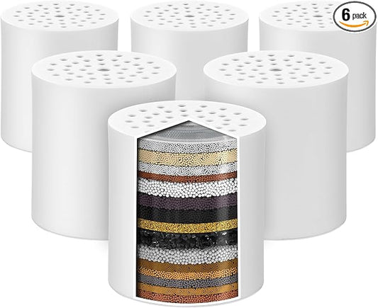 6 Pack 20 Stage Shower Filter Replacement by Cenipar Shower Cartridge Filter, Shower Head Filter Refill with Vitamin C Shower Head Replacement Filter for Hard Water