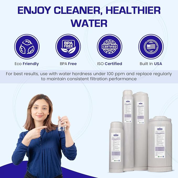 Crystal Quest Arsenic Water Filter Cartridge – Reduces Arsenic – Long Lasting, Easy to Install, High-Capacity, Steady 3 GPM Flow – Improves Water Quality for Home and Office - 4-5/8" x 9-3/4"