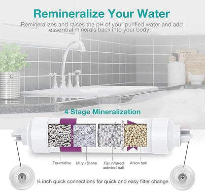 SimPure SP5-RO75 6-Stage 10" Reverse Osmosis Replacement Filter Set with Alkaline Mineral Filter, Complete Set for 75 GPD Standard 6-Stage Reverse Osmosis RO Water Filtration Systems, 6 Pieces