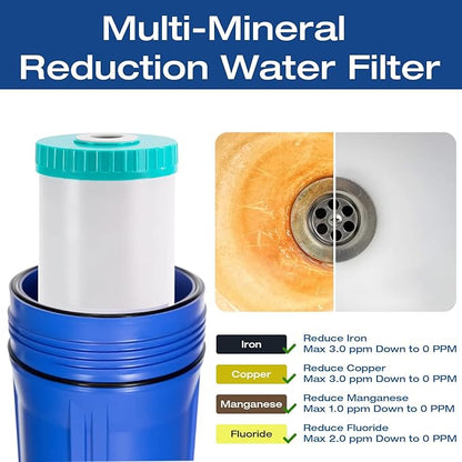 H&G Lifestyles Iron & Manganese Water Filter Cartridge for Well Water,4.5 x 20 Whole House Water Filtration System,Compatible with 20 Inches Water Filter Housing