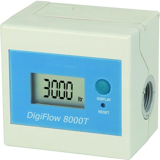 Savant Digital Flow Meter 3/8" NPT for Water Filter Systems | LCD Display, Gallon & Liter Counter, Countdown Reminder, Filter Change Alert, Auto Memory