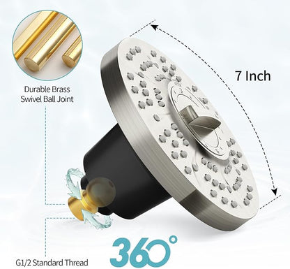 SR SUN RISE Filtered Shower Head with Filters, 20-Stage Shower Head Filter for Hard Water, High Pressure Showerhead with Easy-Replace Cartridge to Remove Chlorine (7-Inch, Brushed Nickel)